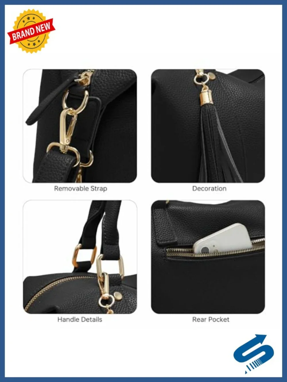 Vegan Leather Tote Satchel Purse Women's Top Handle Hobo Handbag Detachable